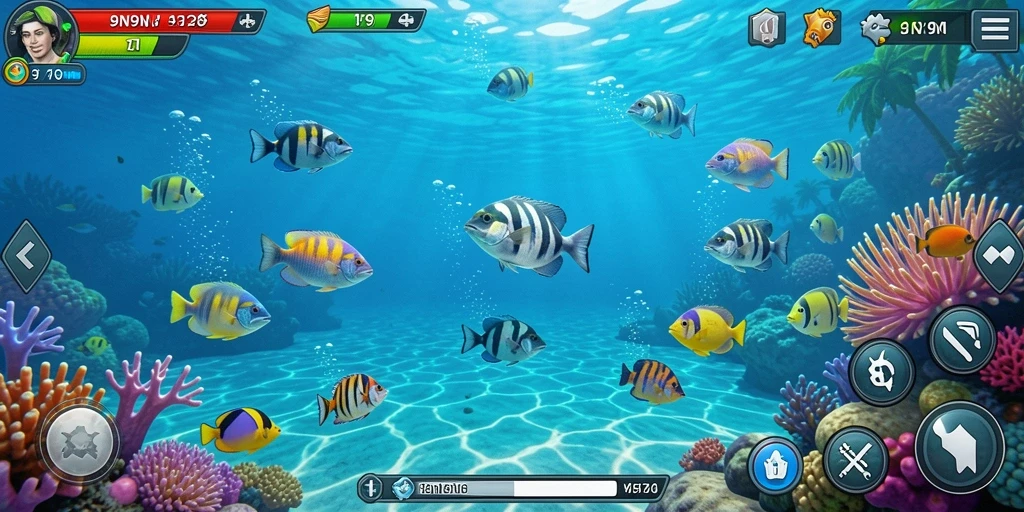 Tampilan gameplay menarik dari 9N9N dengan aksi Tembak Ikan.