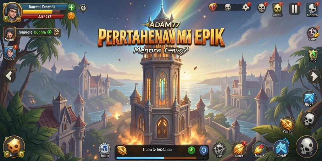 Tangkapan layar menunjukkan aksi intens dalam gameplay Tower Defense ADAM77.