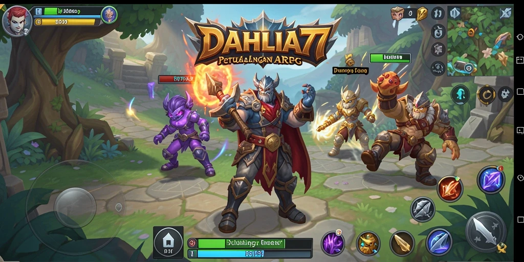 Tangkapan layar DAHLIA77 menampilkan tindakan pertempuran seru di dunia ARPG.
