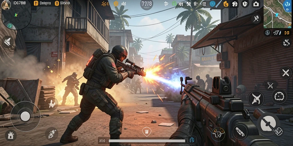 Screenshot seru dari gameplay <strong>ID6788</strong> dengan aksi tembak-menembak yang intens.
