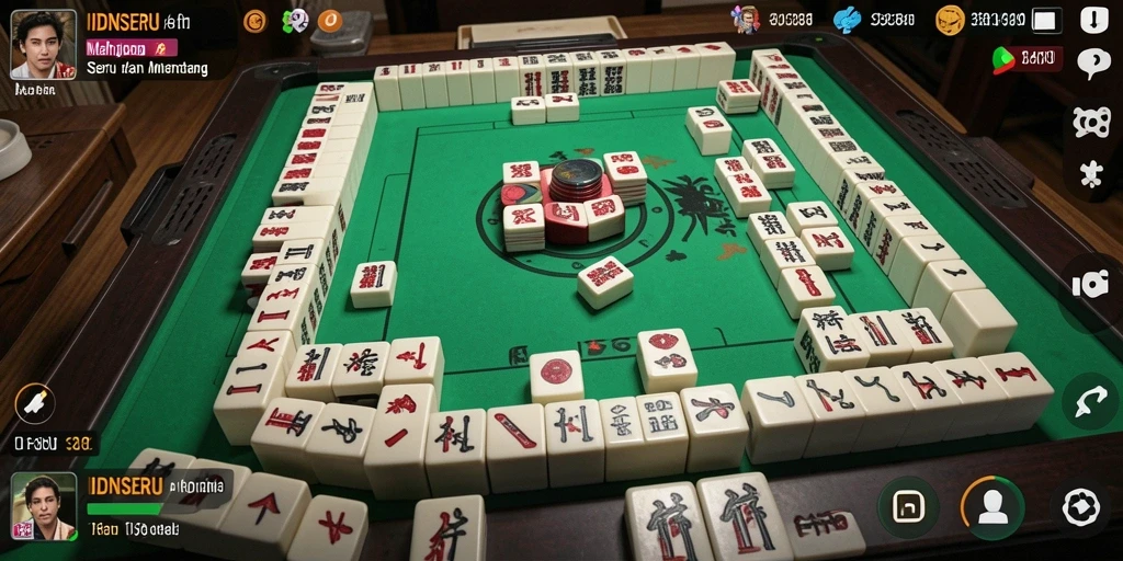 Screenshot gameplay IDNSERU menampilkan aksi permainan Mahjong yang seru.