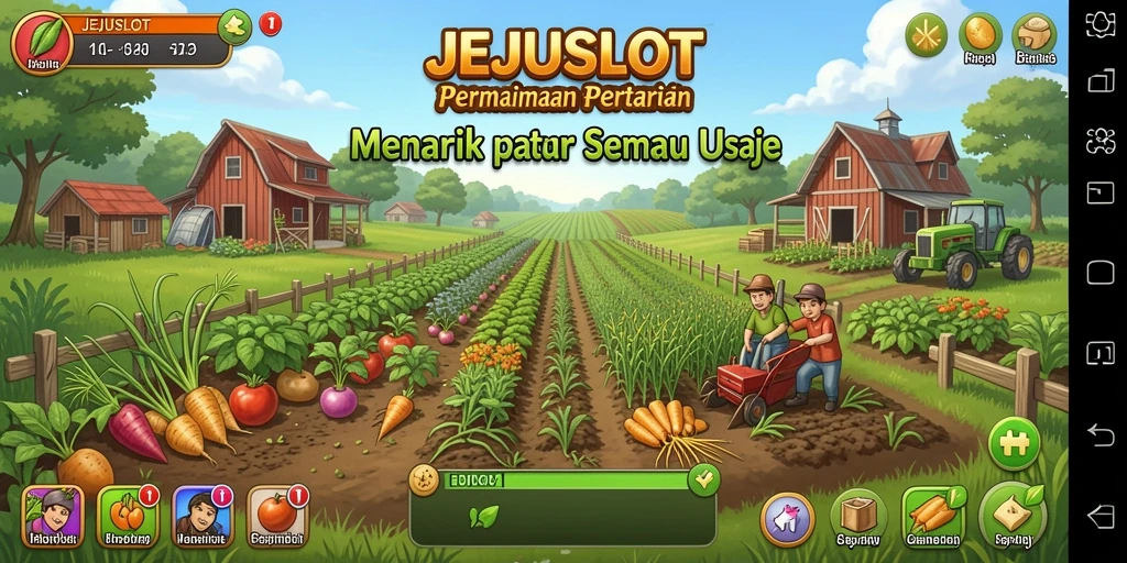Tangkapan layar gameplay JEJUSLOT menampilkan aktivitas pertanian yang seru.