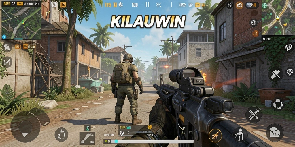 Screenshot gameplay KILAUWIN menampilkan pertempuran seru dalam mode TPS.