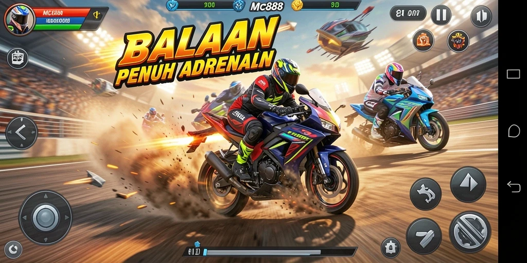 Tampilan gameplay seru balapan motor di MC888.