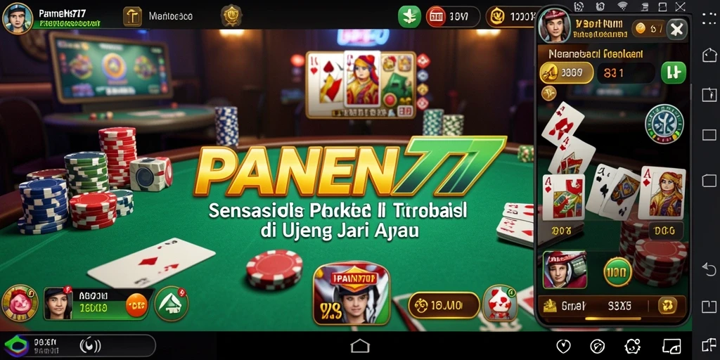 Screenshot utama PANEN77 menampilkan aksi seru dalam permainan Poker.