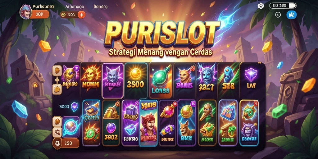 Tampilan gameplay menegangkan dalam PURISLOT dengan elemen strategi yang dinamis.
