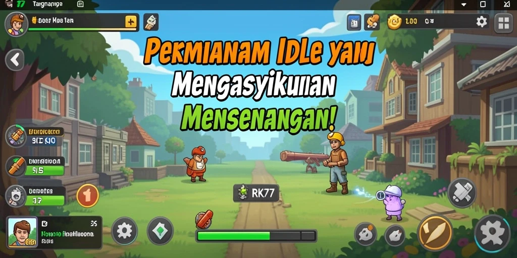 Tampilan gameplay RK77 yang unik dan menarik dalam genre Idle.