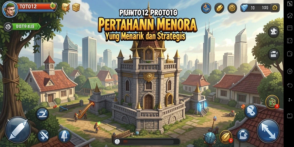 Screenshot TOTO12 menampilkan aksi menakjubkan dalam permainan Tower Defense.
